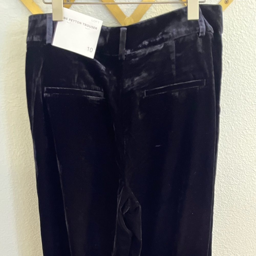 NWT Loft Peyton Velvet Trousers Black Wide Leg 10 - Picture 7 of 11